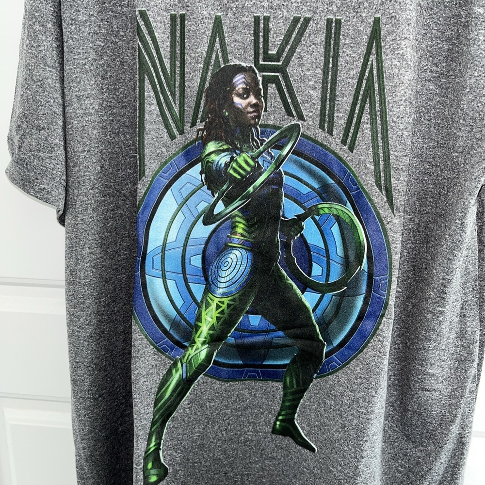 Marvel Black Panther Nakia‎ Graphic T-Shirt Youth Large Gray Wakanda Forever L - Picture 6 of 7